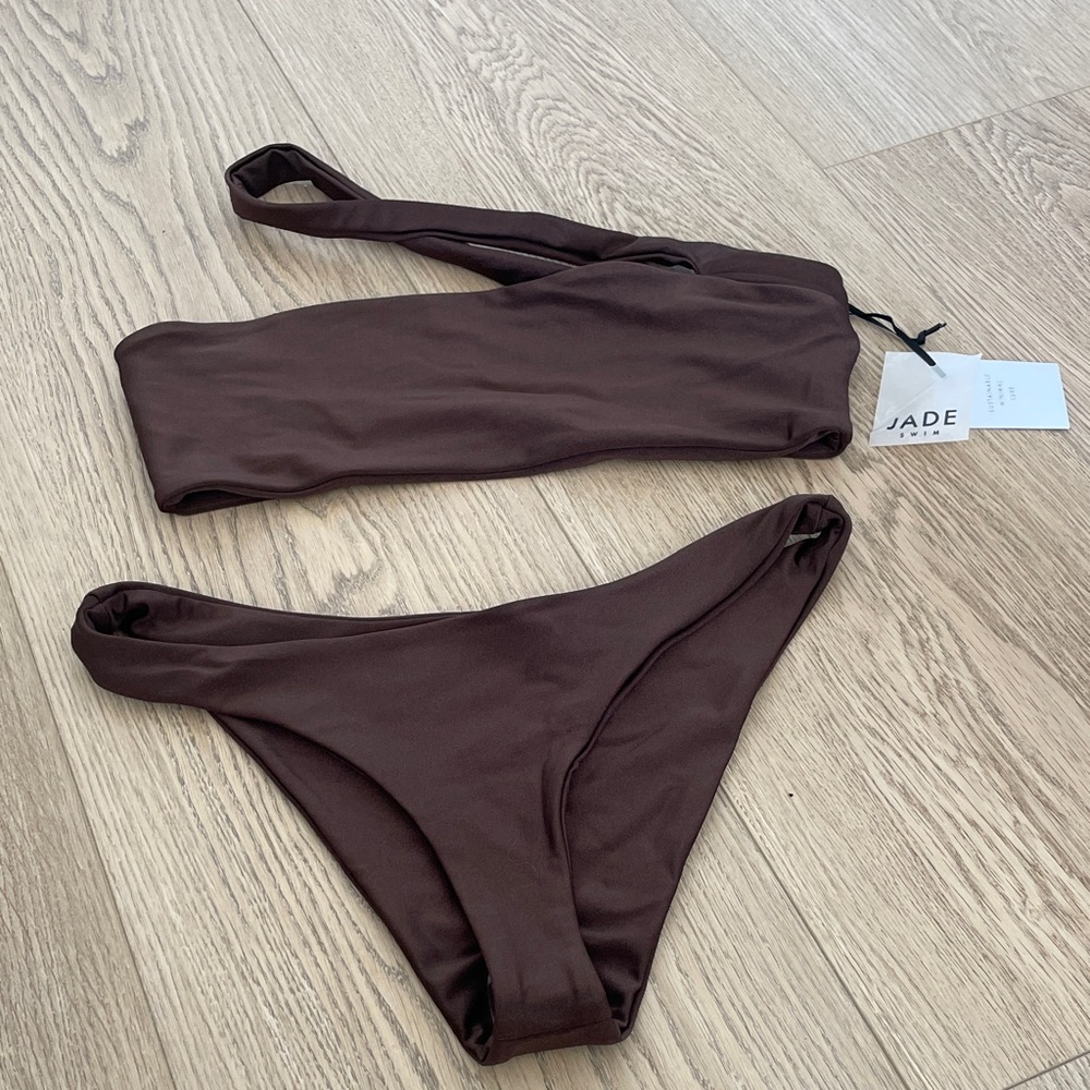 NWT Jade brown one shoulder bikini set